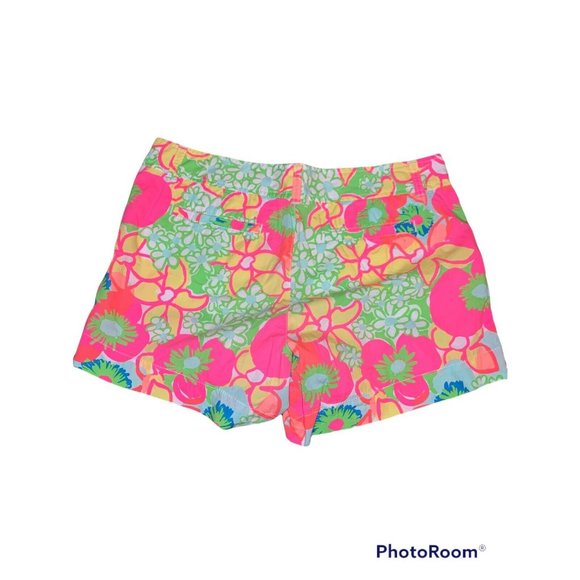 Lilly Pulitzer Callahan shorts size 10  retro Neon Floral print ICE CREAM SOCIAL - Picture 2 of 4